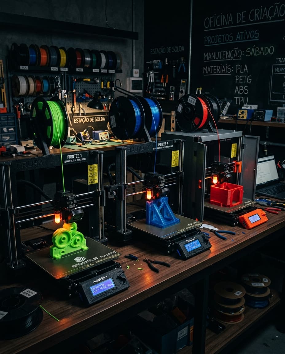 PLA vs PETG vs ABS: Qual Filamento 3D Usar em Cada Situação