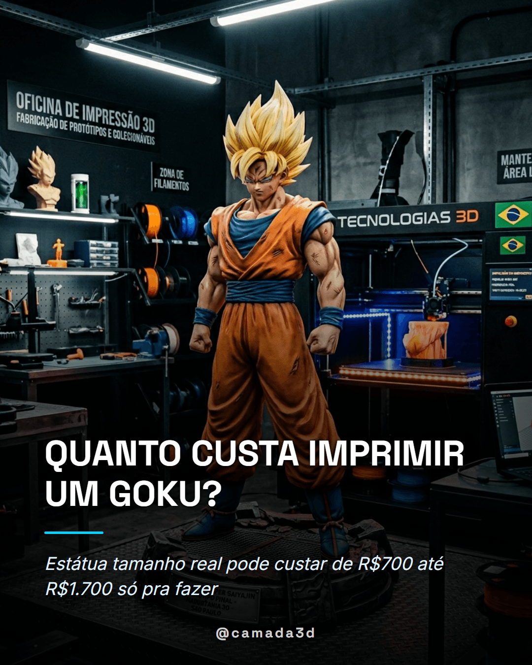 Quanto custa imprimir uma estátua em tamanho real do Goku em 3D?