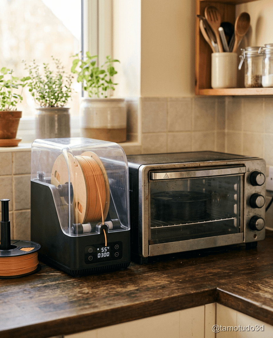 Secador de Filamento vs Forno Doméstico: O Que Vale Mais Pra Secar PLA?