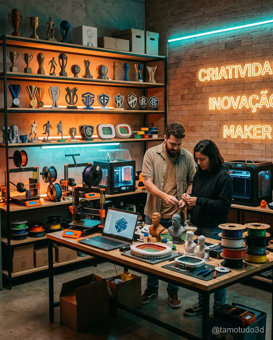 Mesa com várias peças temáticas da Copa prontas para envio