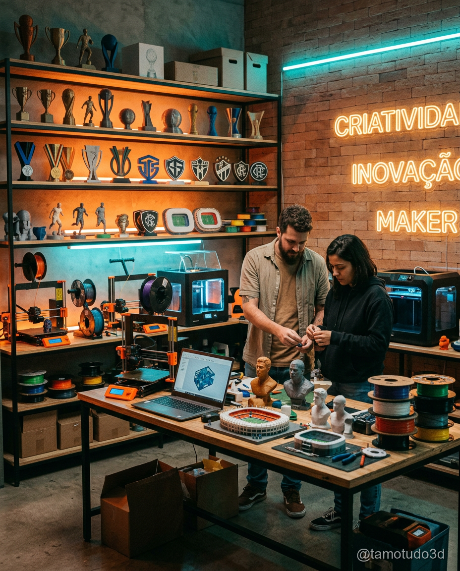 Mesa com várias peças temáticas da Copa prontas para envio