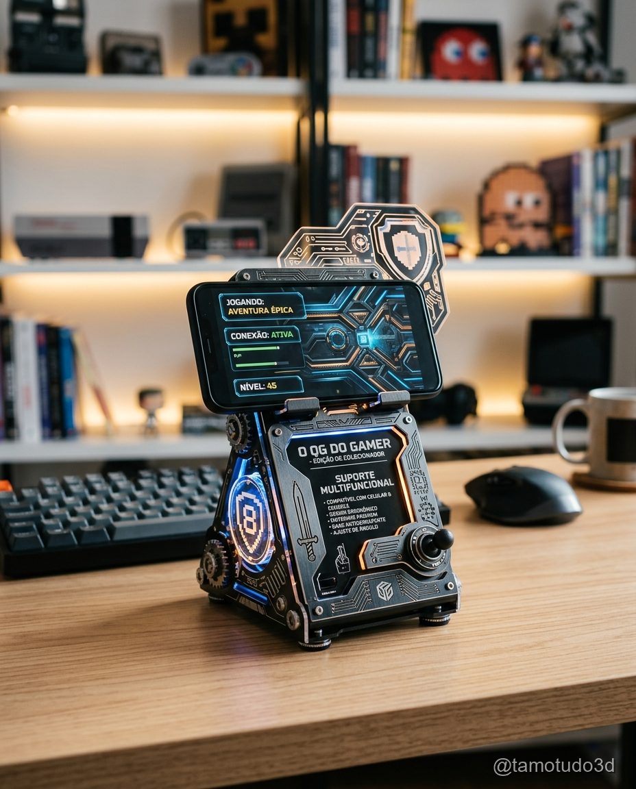 Suporte geek para celular e fones