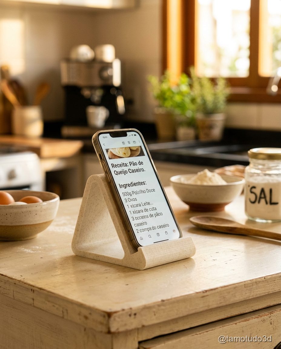 Suporte para cozinha com slot de receitas
