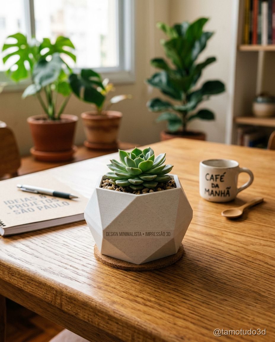 Vaso minimalista 3D impresso em PLA