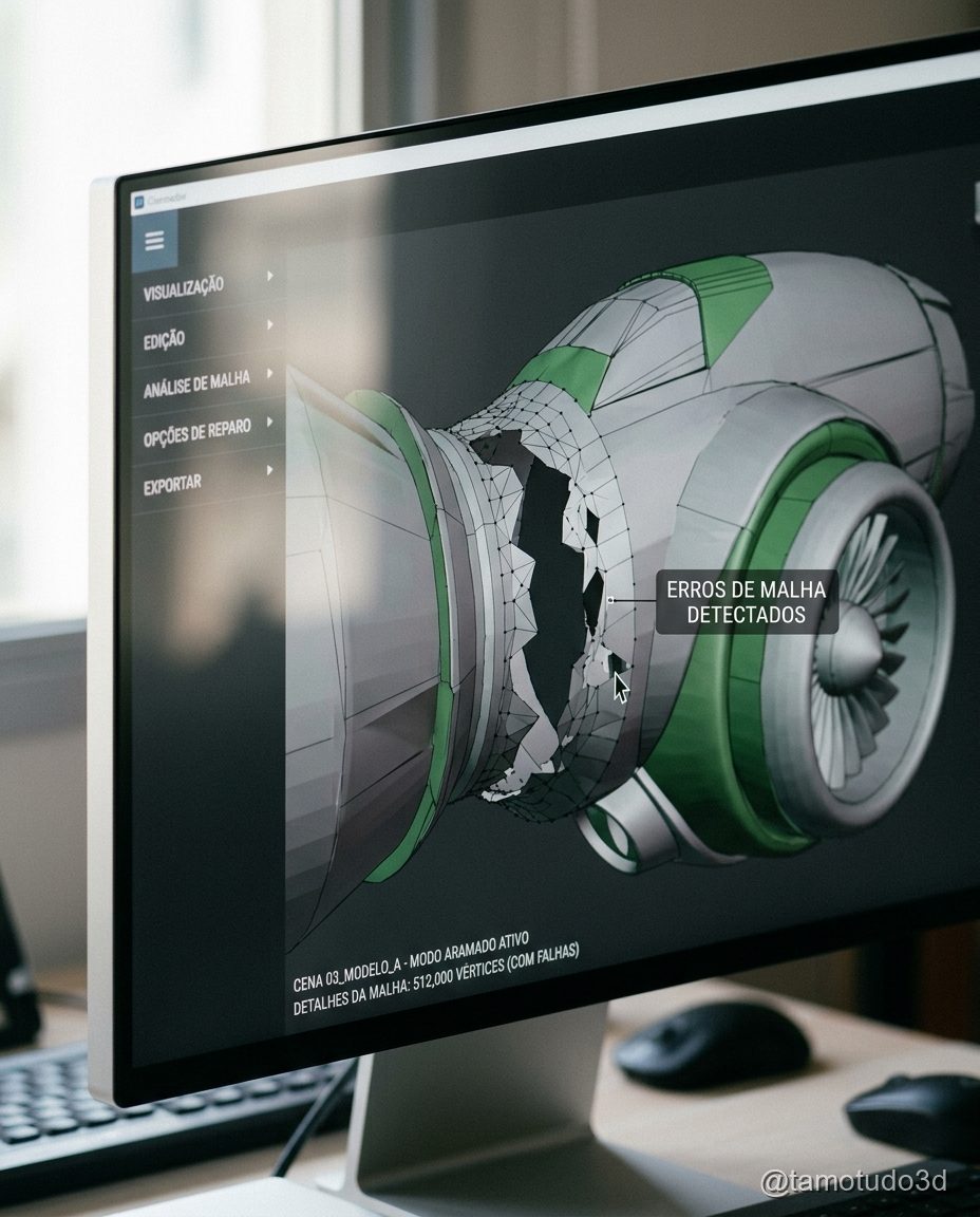 Modelo 3D com malha aberta