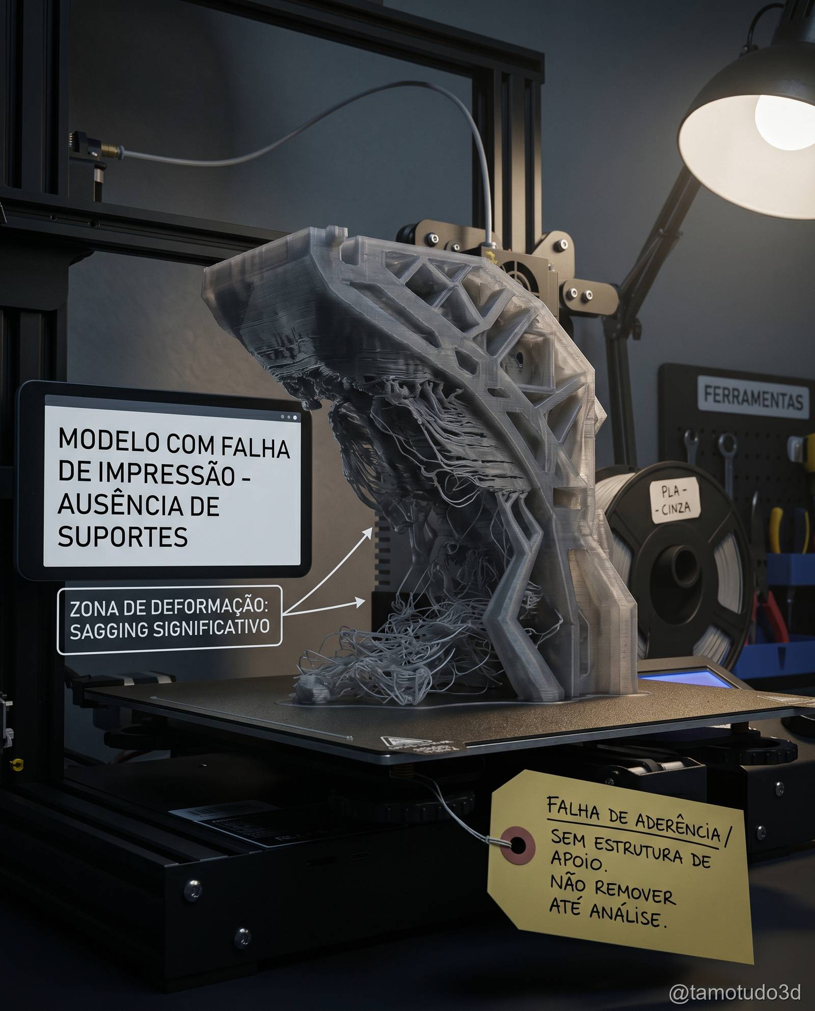 Modelo 3D com suportes mal posicionados