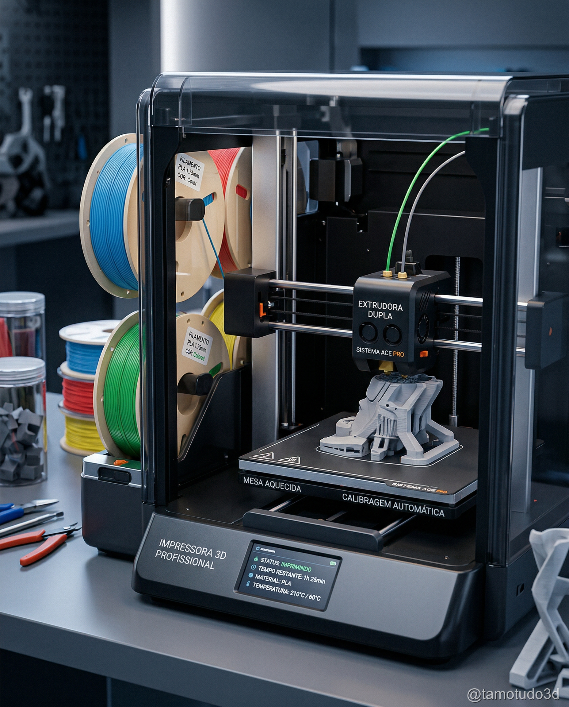 Sistema ACE Pro da Anycubic instalado em impressora Kobra