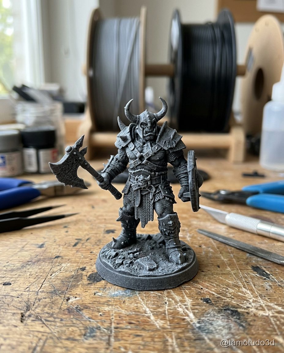 Action figure 3D detalhada com textura fina impressa em bico 0.4mm