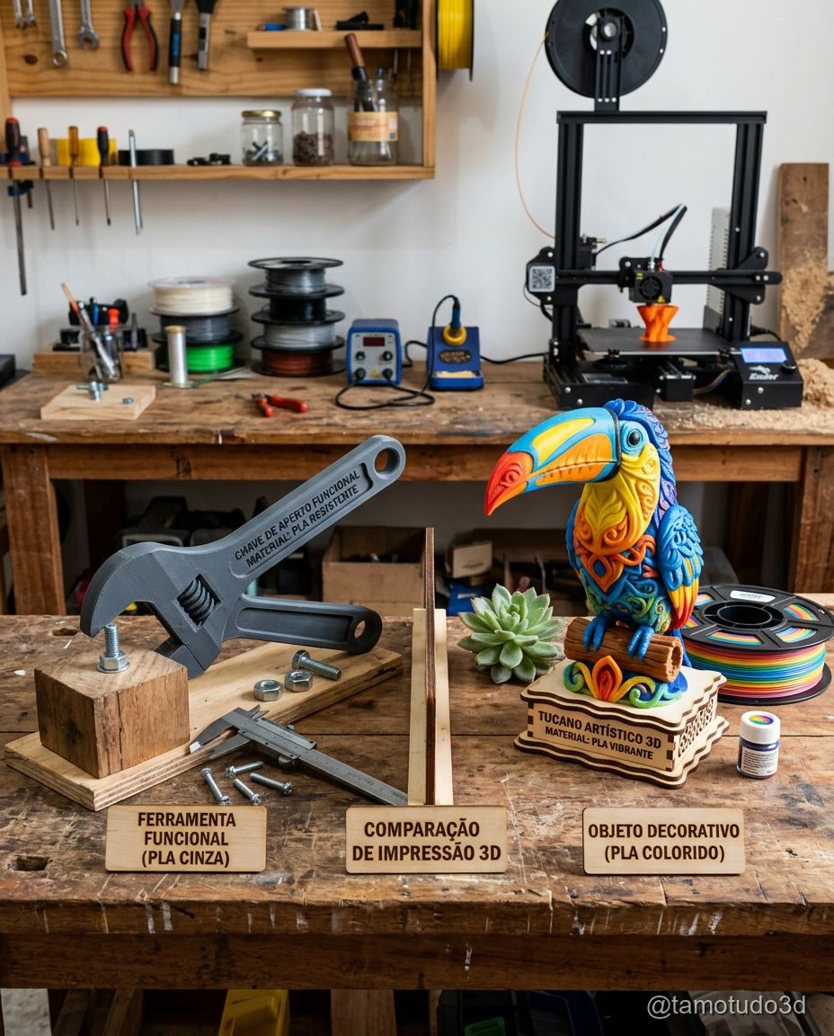 Peças funcionais e decorativas impressas em PLA
