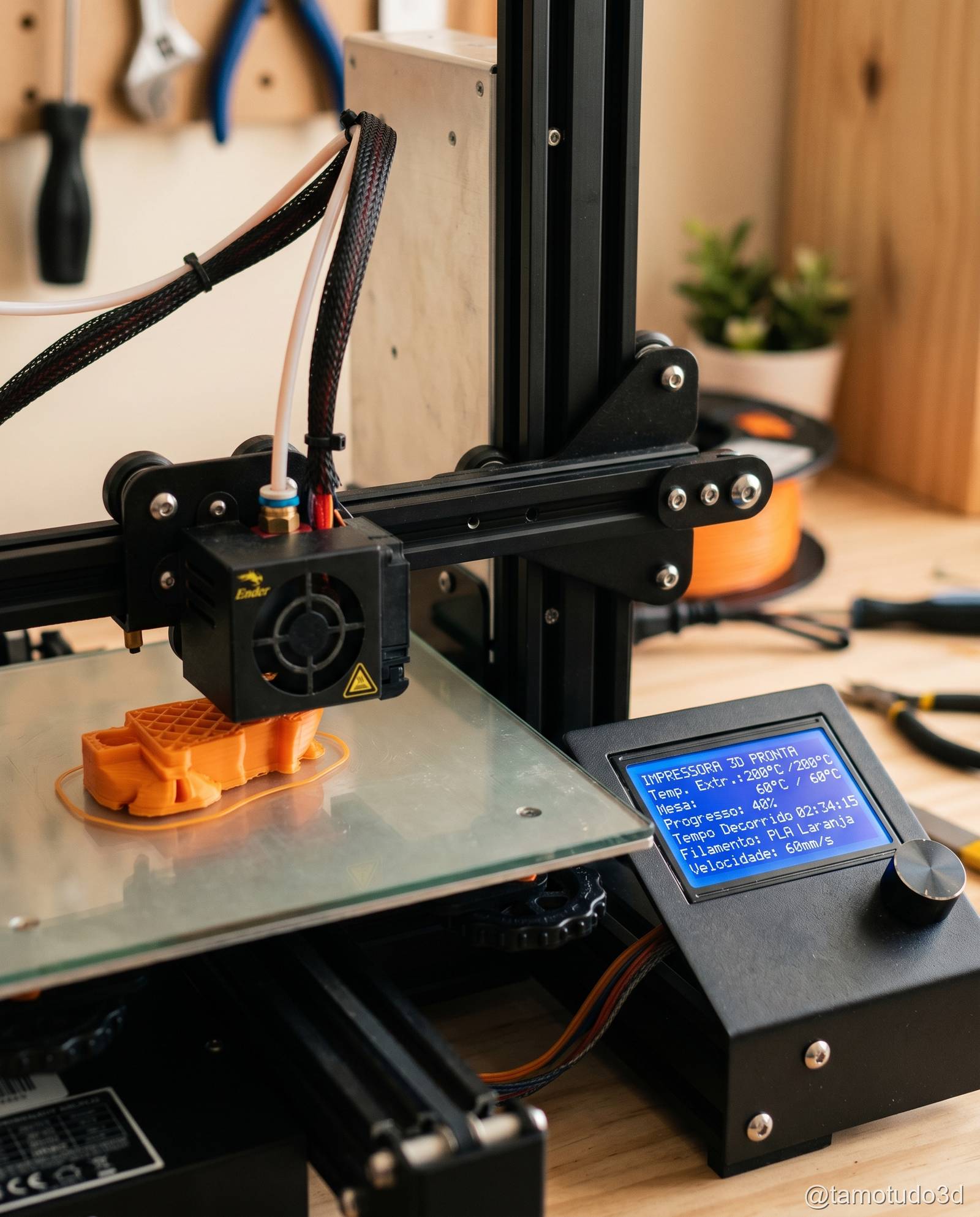 Impressão 3D em PETG com cola bastão na mesa