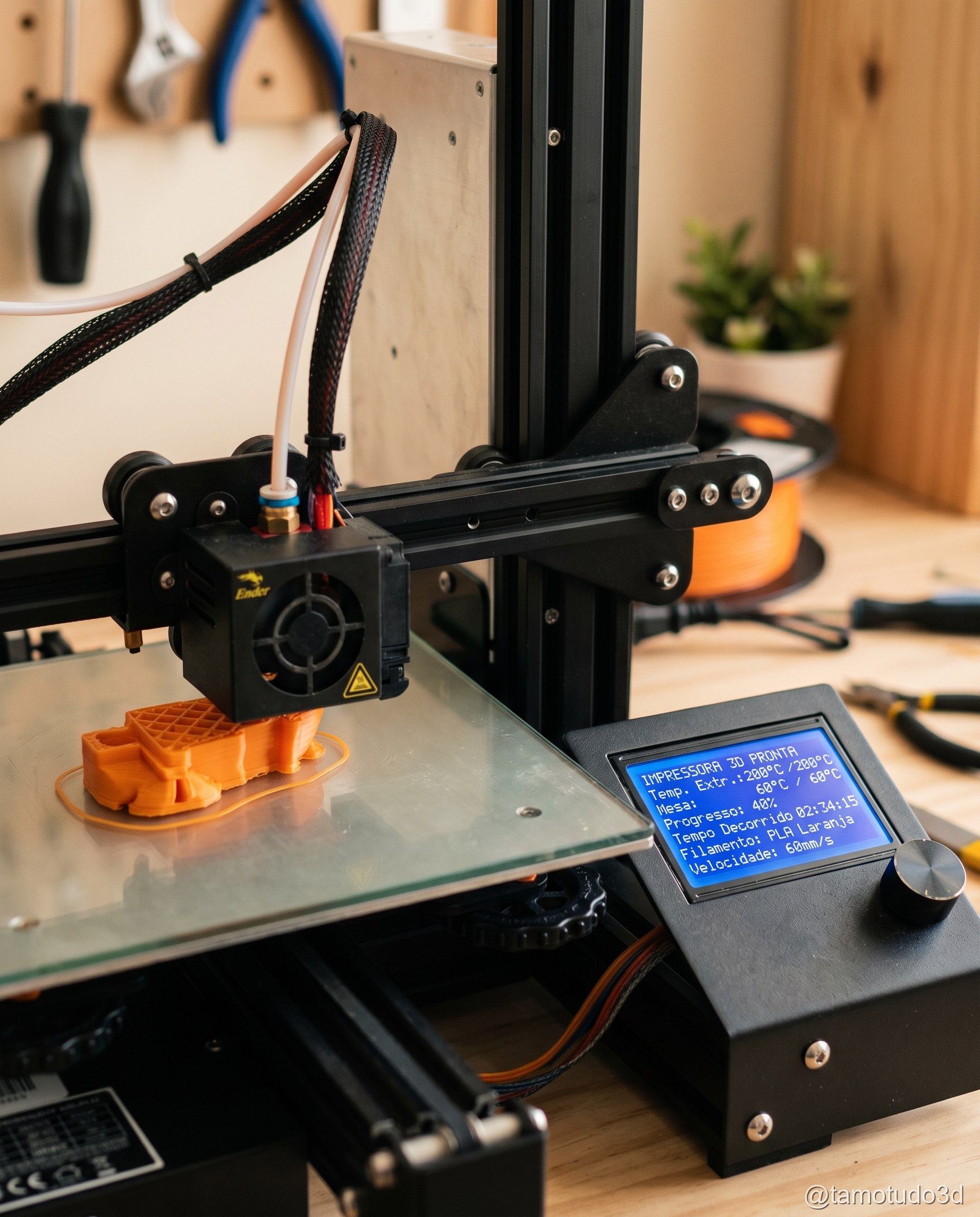 Impressão 3D em PETG com cola bastão na mesa