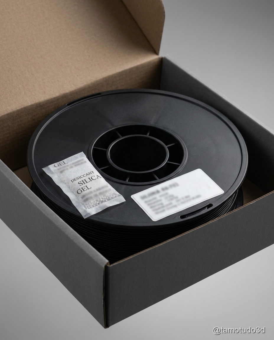 Embalagens de PLA Voolt3D oficial vs PLA generico em saco plastico sem identificacao