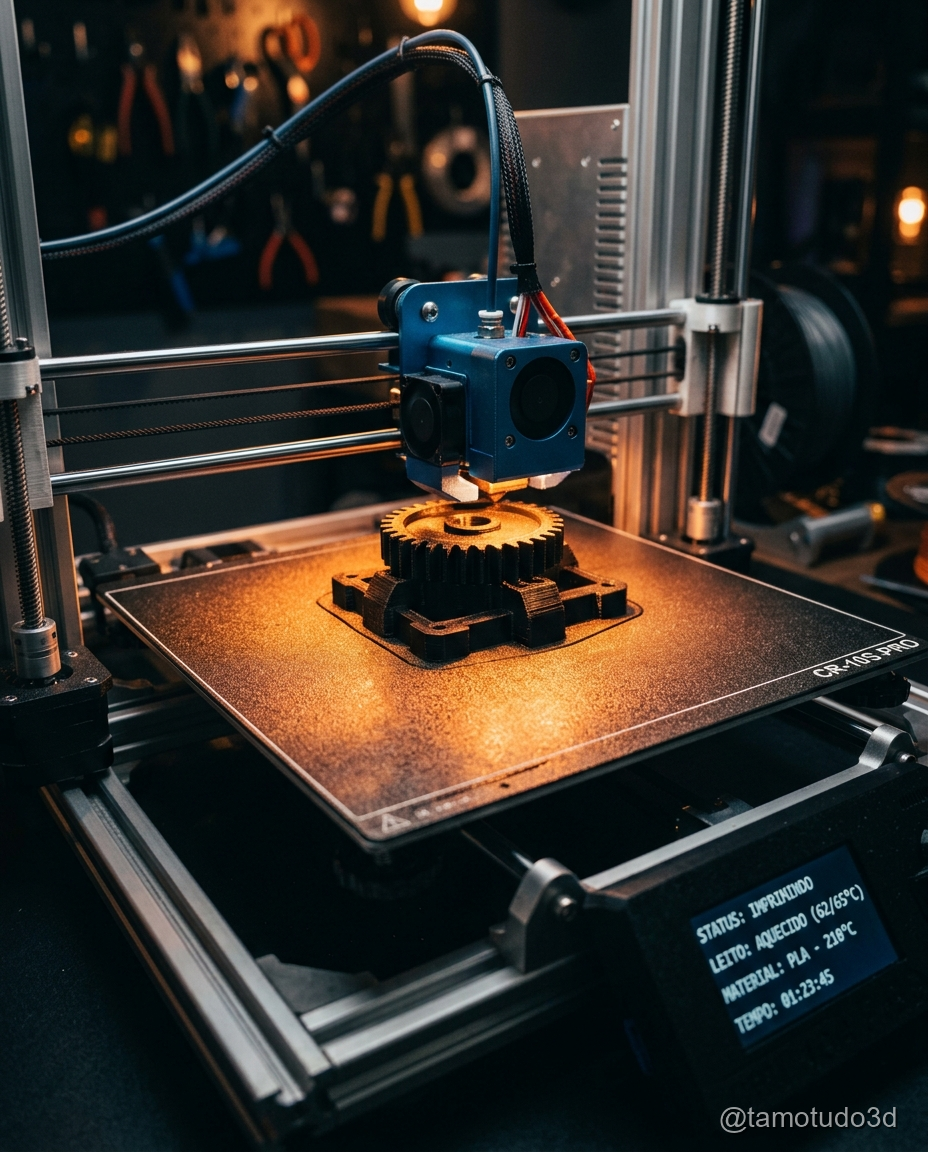 Mesa aquecida da impressora configurada a 60 graus para melhor aderência