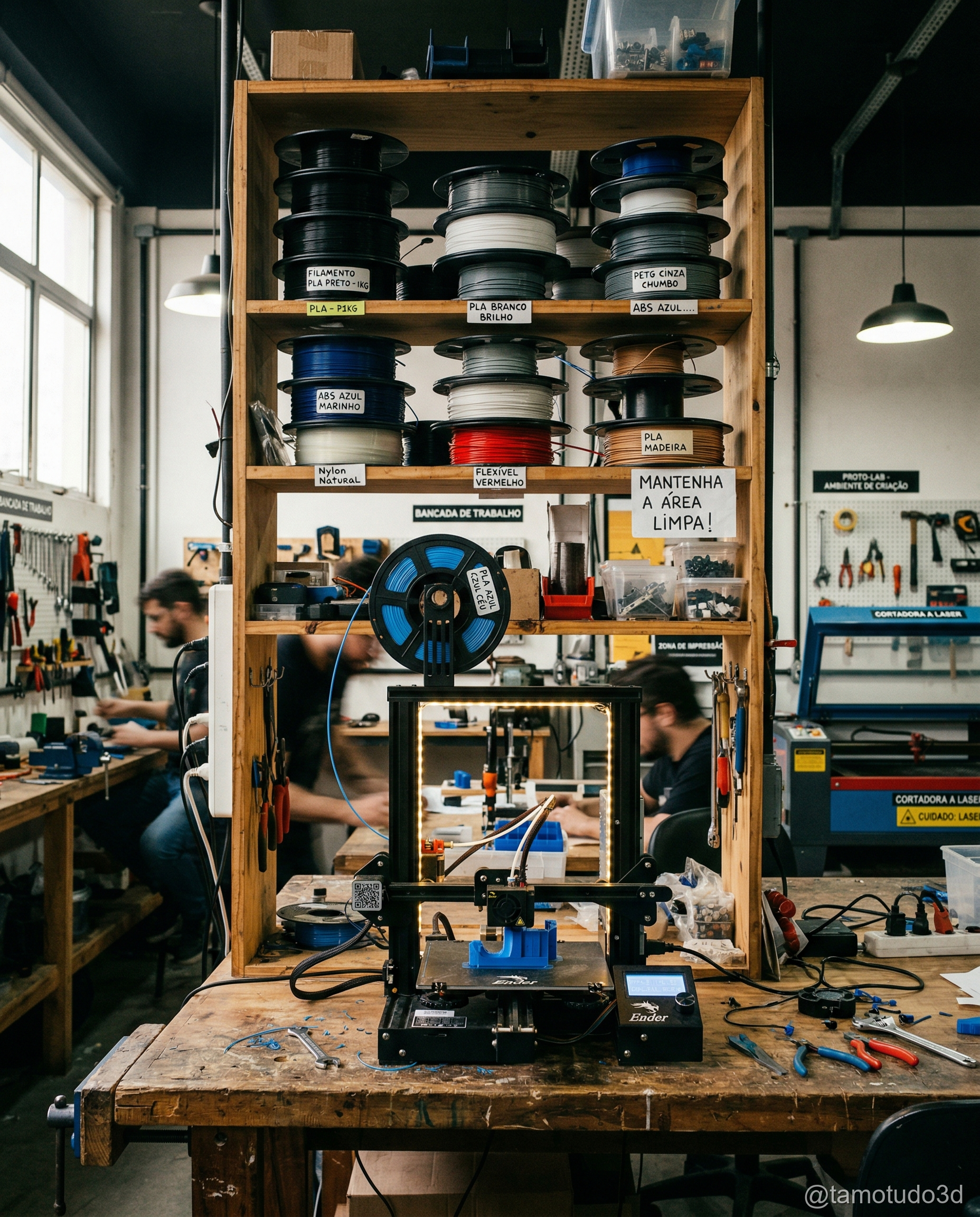 Rolo de PLA Outlet Voolt3D usado em testes e produção de peças