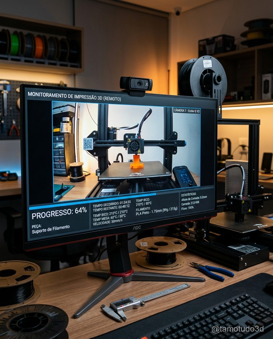 Monitoramento remoto de impressão 3D via câmera