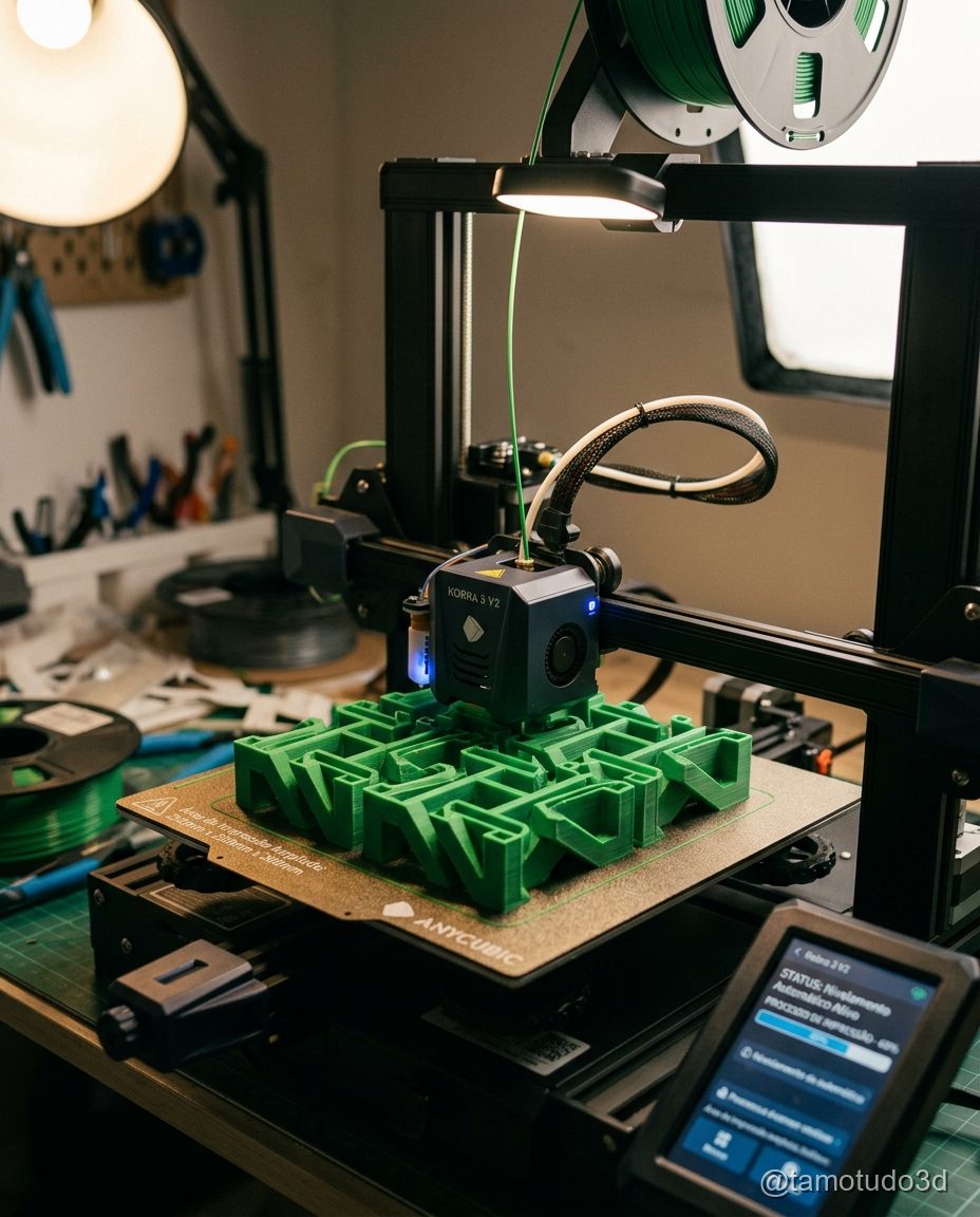 Kobra 3 V2 imprimindo uma peça detalhada em PLA e PETG