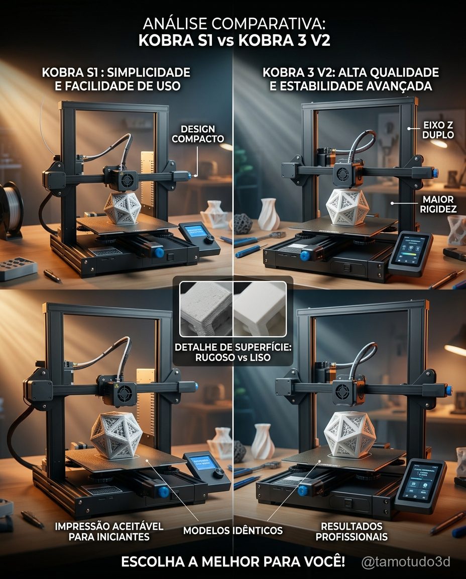 Comparação de peças impressas nas duas impressoras