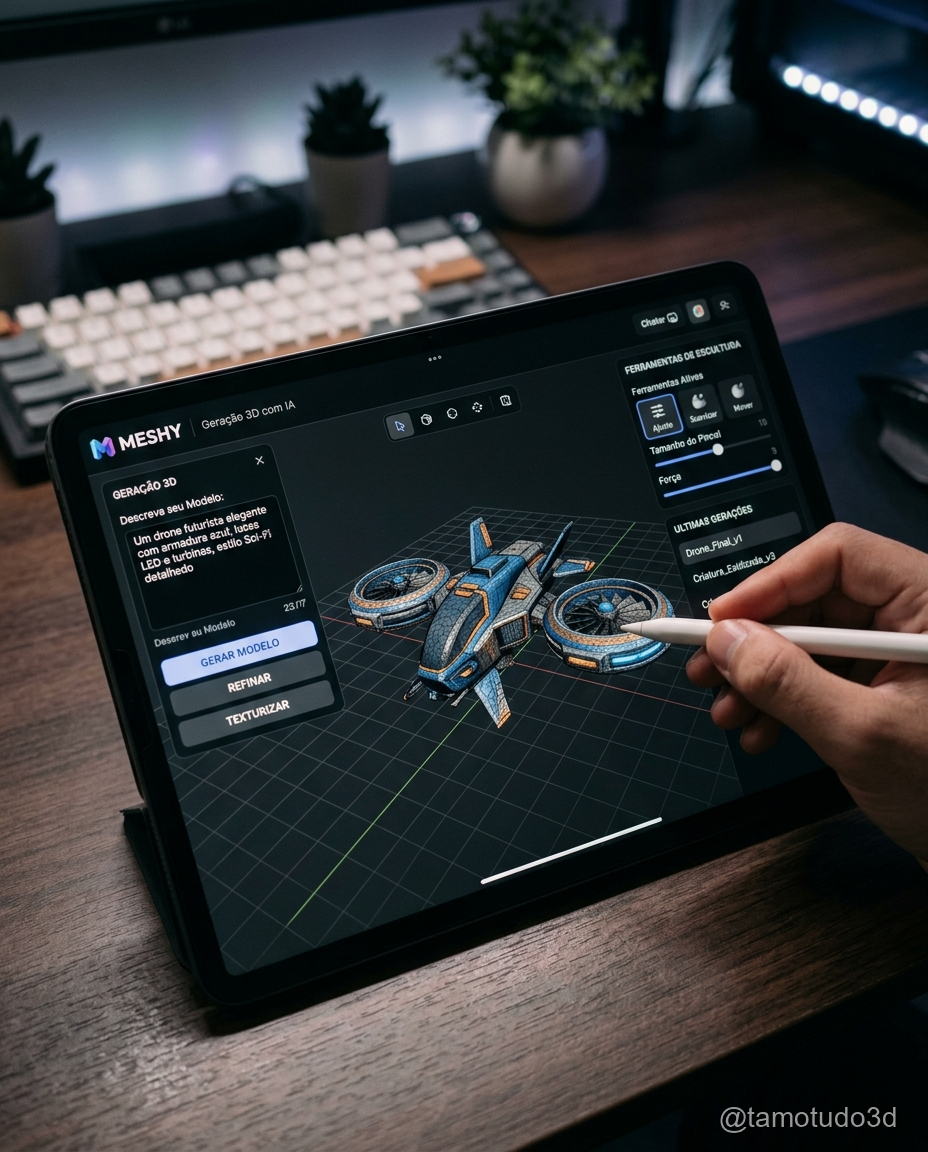 Exemplo de modelo 3D gerado pelo Meshy AI a partir de uma imagem