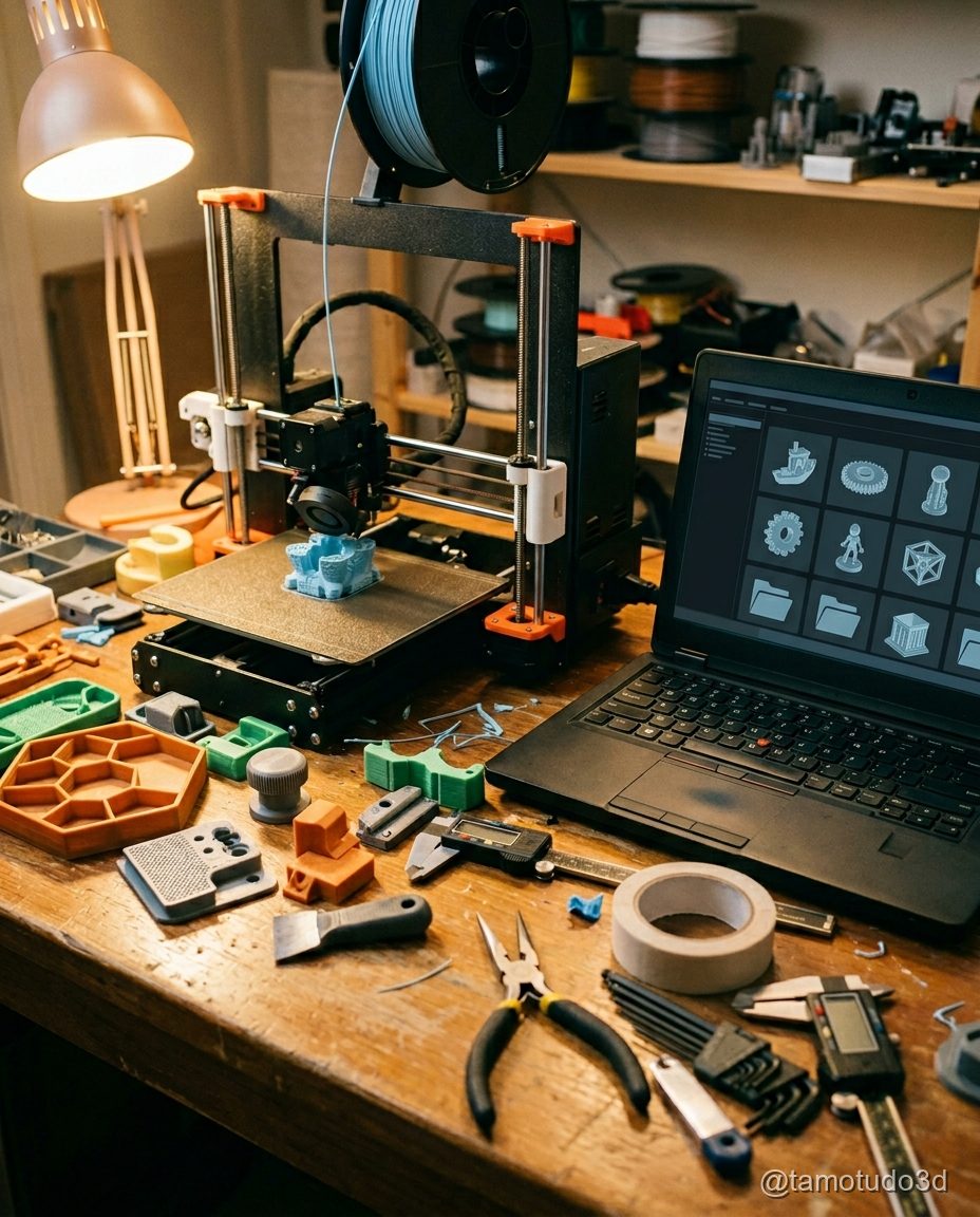 Visão geral dos modelos 3D disponíveis no Printables e MakerWorld