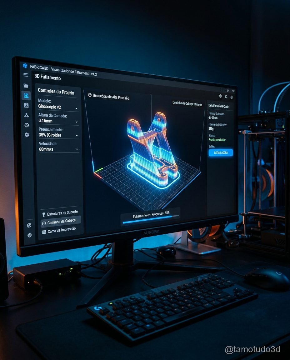 Processo de fatiamento de modelo STL no OrcaSlicer