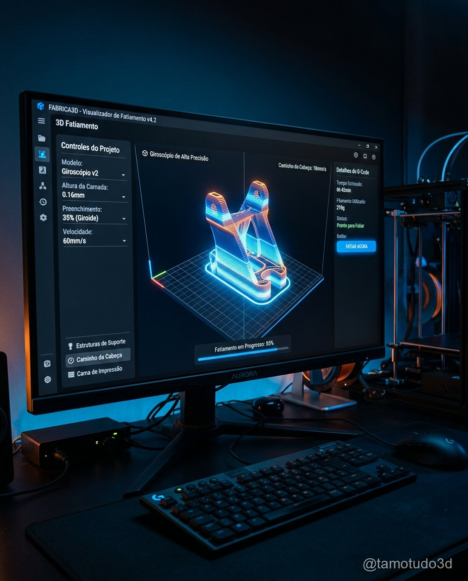Processo de fatiamento de modelo STL no OrcaSlicer