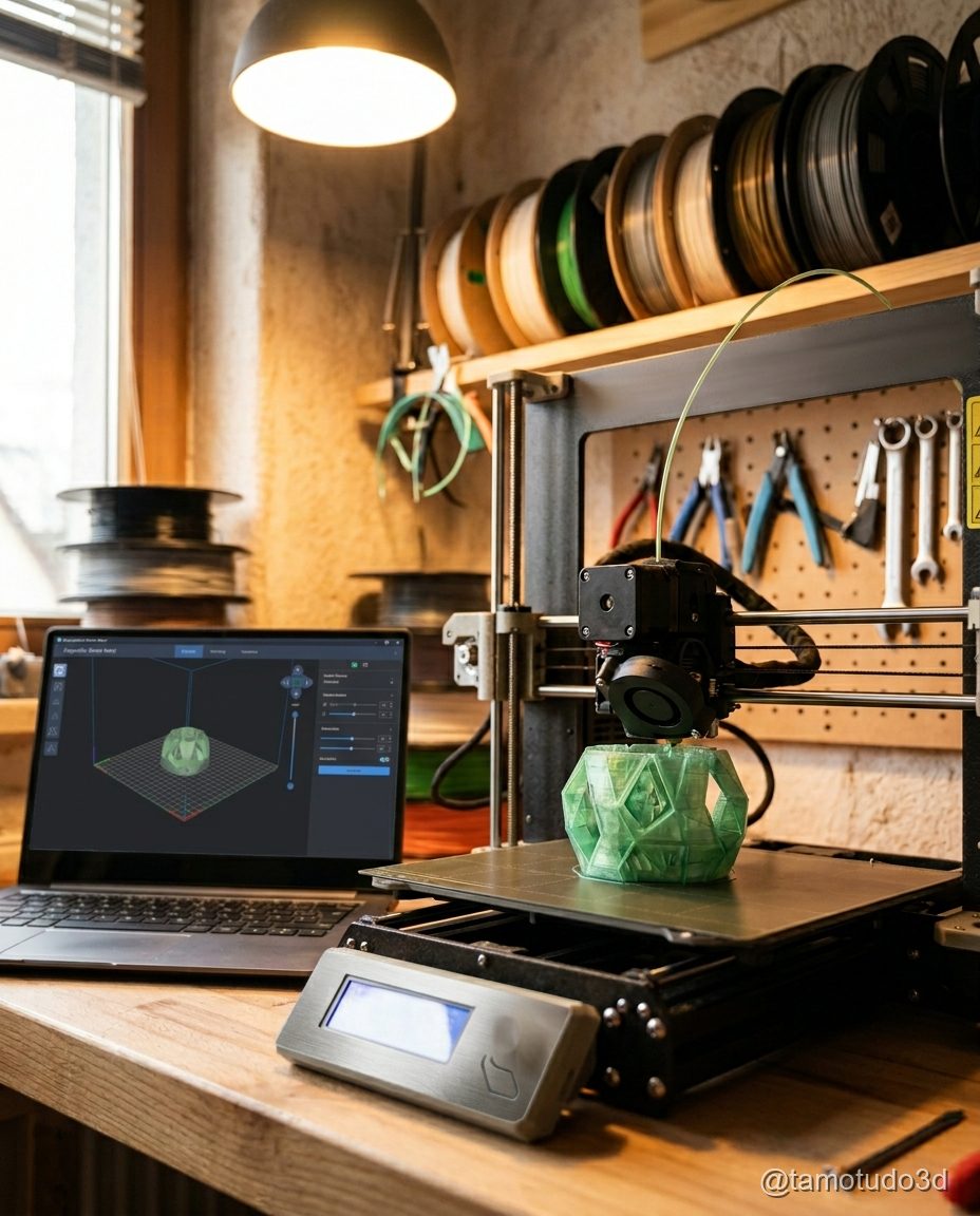 Interface do Anycubic Slicer Next sendo utilizada por iniciante