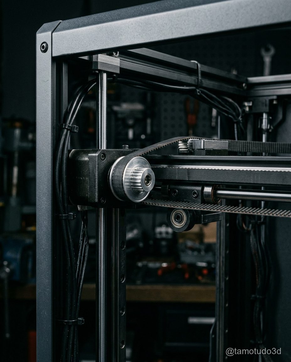 Correia GT2 instalada no eixo de uma impressora 3D