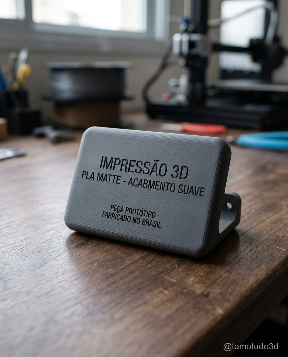 Peça 3D com acabamento fosco e camadas discretas