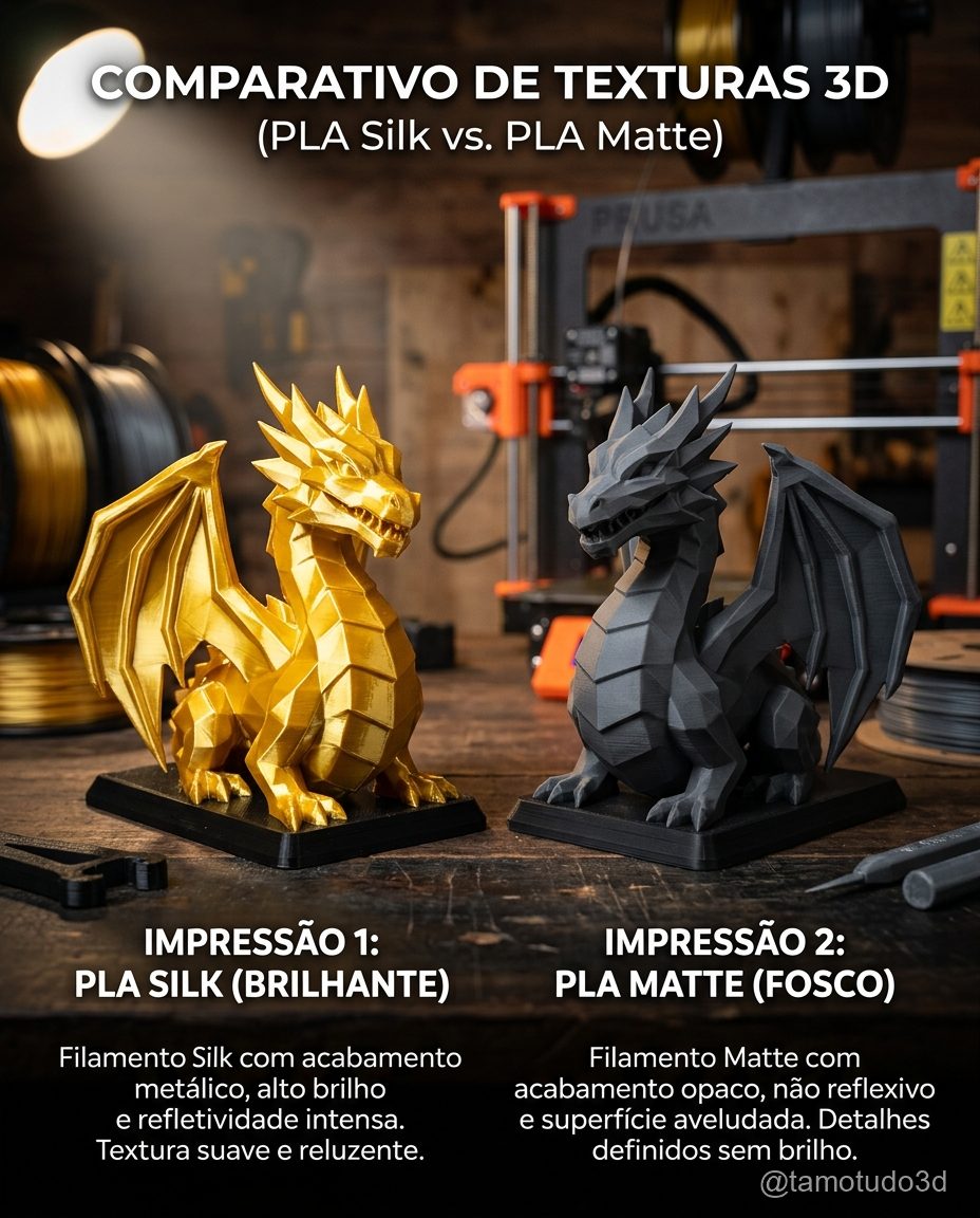 Comparação prática de peças Silk e Matte