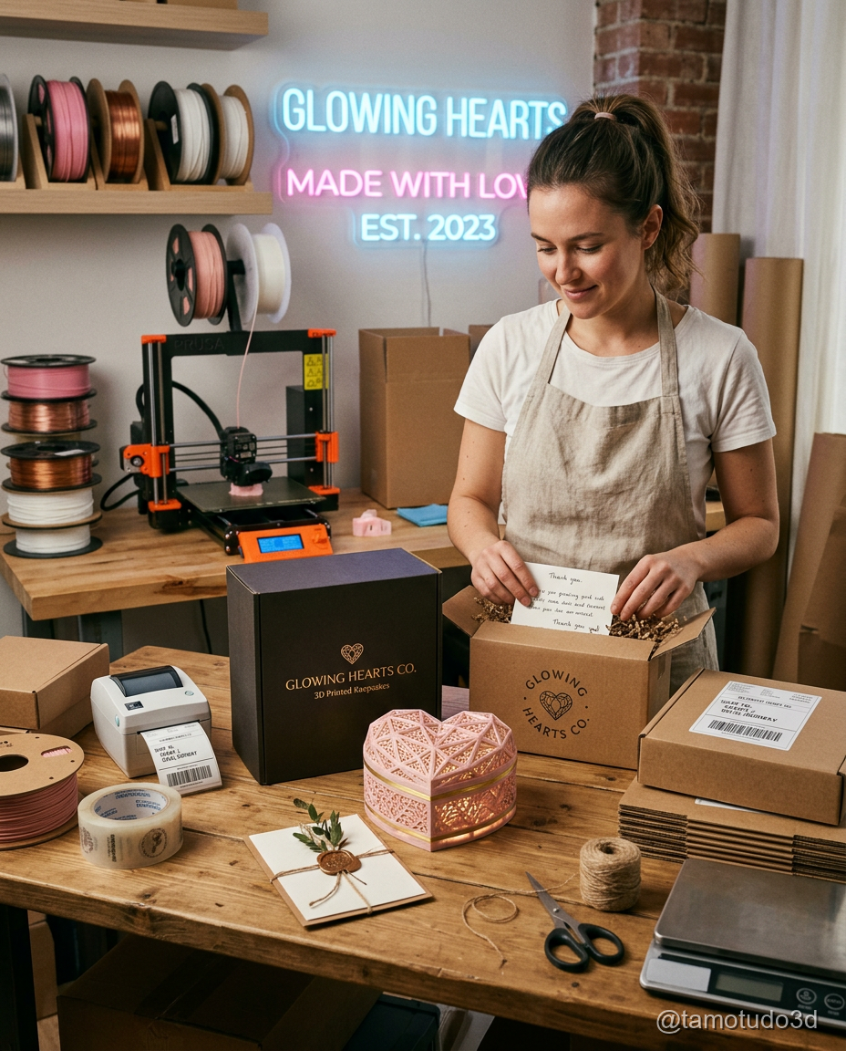 Tabela de custos de impressão 3D para caixinhas personalizadas
