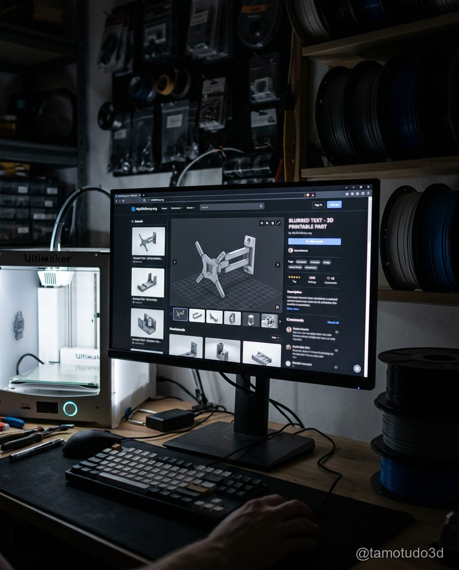 Tela de site de modelos 3D com peça de reposição doméstica