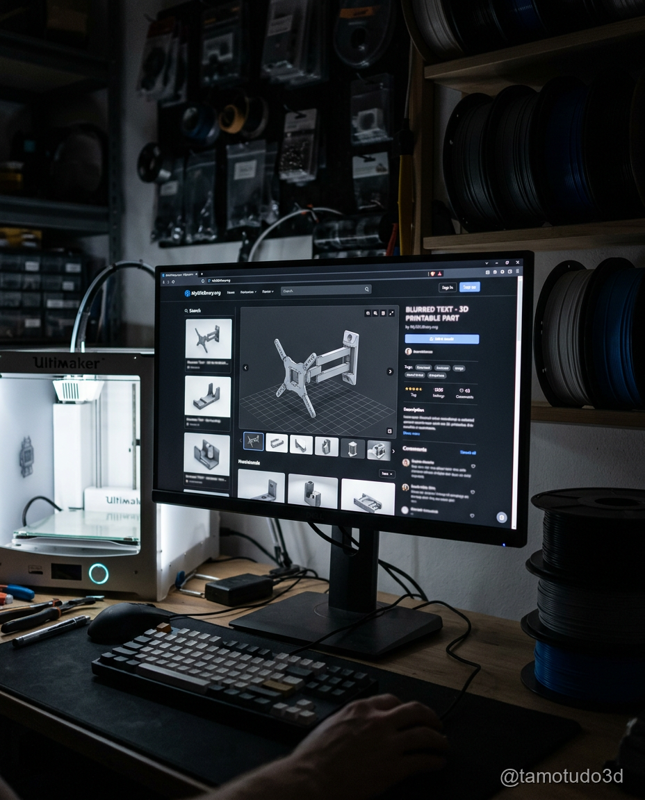 Tela de site de modelos 3D com peça de reposição doméstica