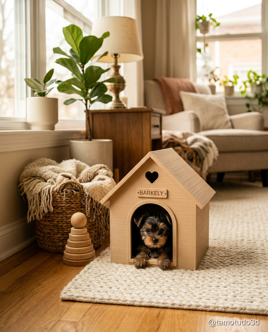 Casinha 3D pequena impressa em PLA para cachorro de pequeno porte