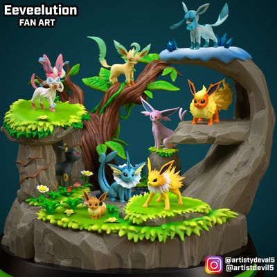 Preview do modelo 3D Eeveelutions Diorama