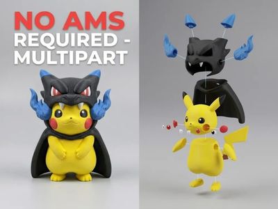 Preview do modelo 3D Pikachu Mega Charizard X Poncho