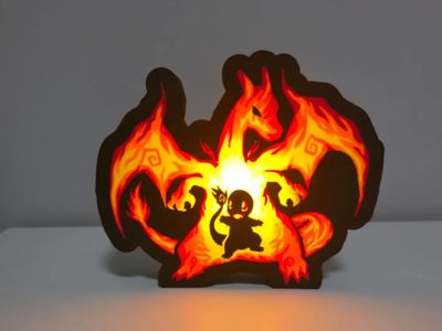 Preview do modelo 3D Charmander y Charizard Caja de luz Lámpara Pokémon