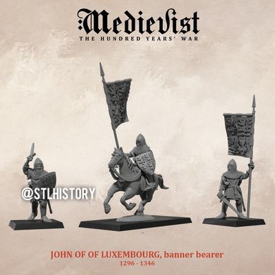 Modelo 3D Medievist John Luxembourg Banner The Hundred Years War