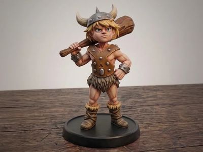 Preview do modelo 3D Bobby, o Bárbaro (D&D) Caverna do Dragão