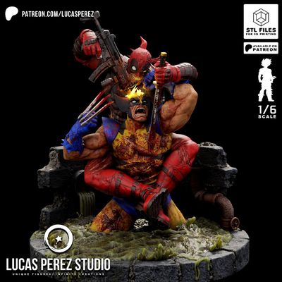 Preview do modelo 3D Deadpool vs Wolverine Marvel Comics Forge