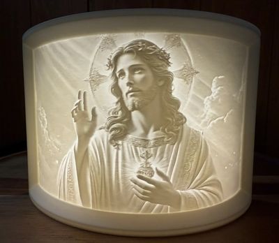 Modelo 3D Jesus with Halo and Sacred Heart Looking to Heaven and Blessing