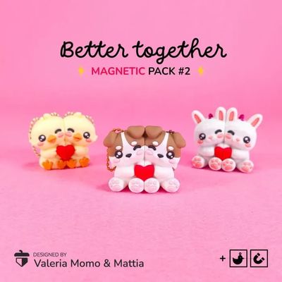 Preview do modelo 3D Better Together Magnetic Keychain Dog, Bunny & Chick