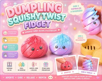 Preview do modelo 3D Dumpling Twist Fidget Kawaii Rotating Toy Cute 3D Print File