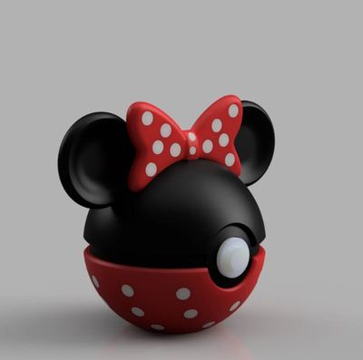 Preview do modelo 3D Minnie Mouse Pokeball