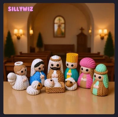 Modelo 3D Christmas Crib Knitted Crochet