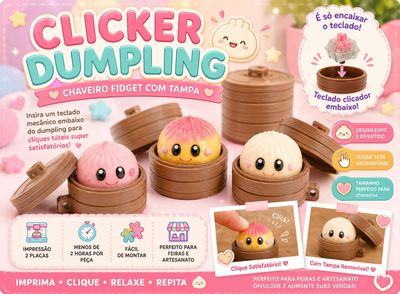 Modelo 3D Dumpling Clicker Kawaii Fidget Keychain Mechanical Keyboard