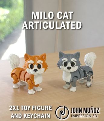 Modelo 3D Mila Cat Neko Figure Toy & Keychain Articulated @Print3DWorld