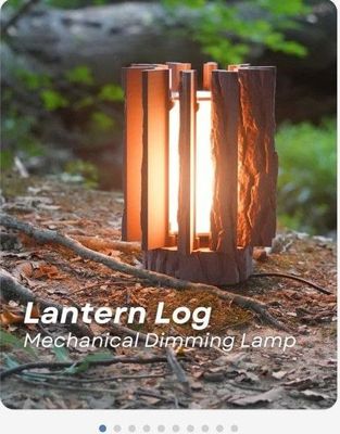 Modelo 3D Lantern log Mechanically Dimming Lamp with Real Log Texture